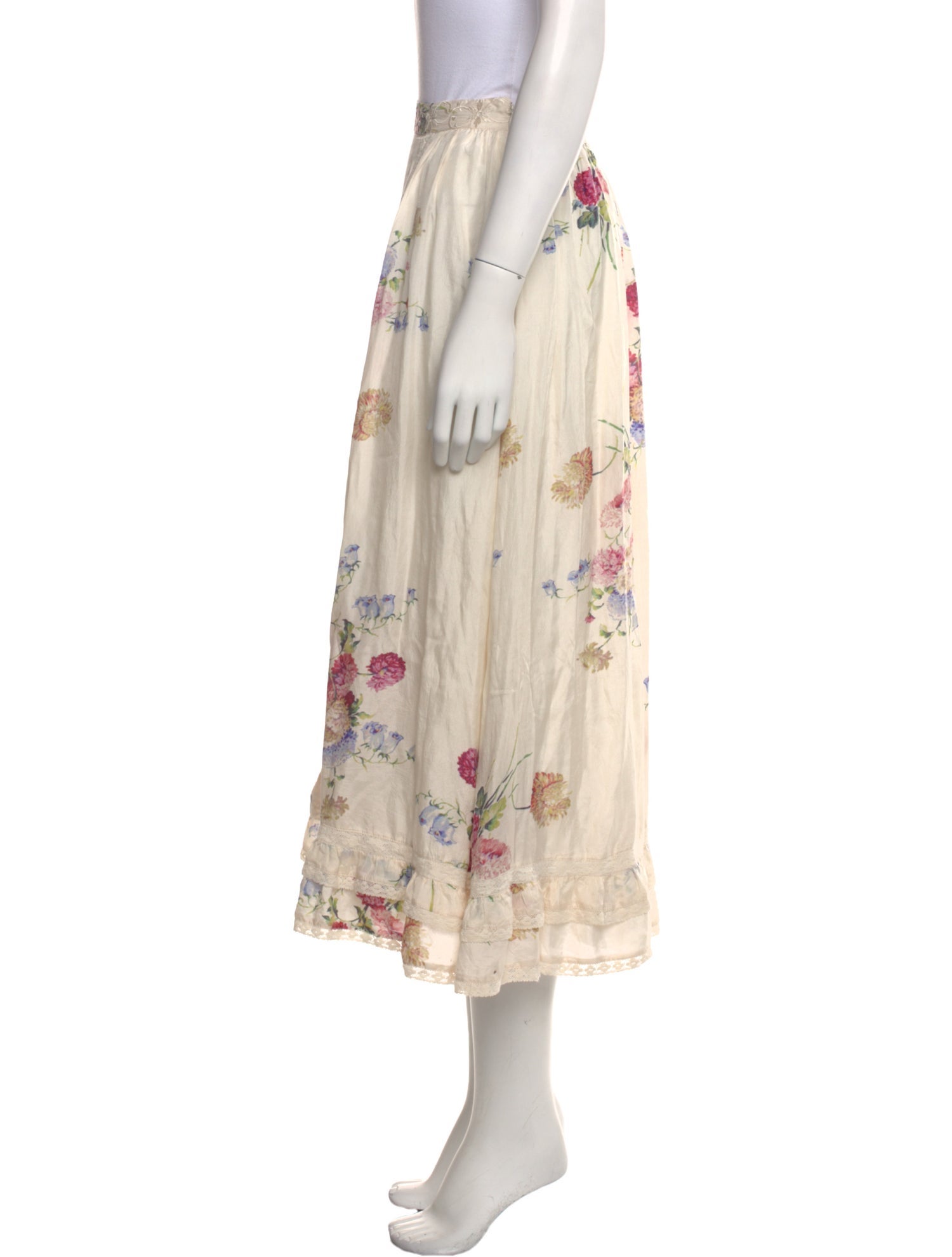 LoveShackFancy Silk Midi Length Skirt