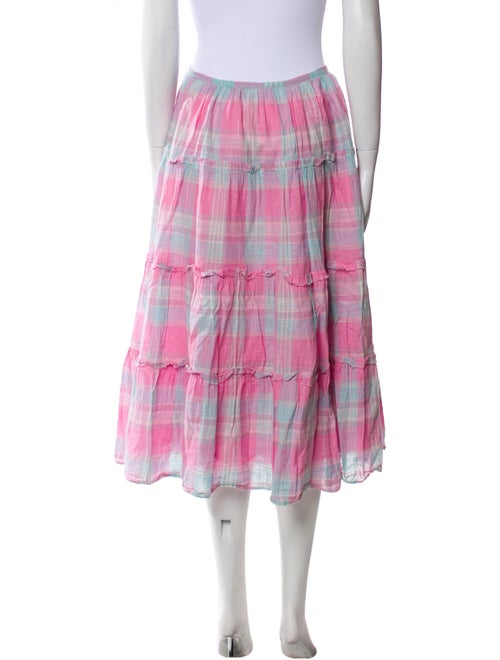 LoveShackFancy Plaid Print Midi Length Skirt