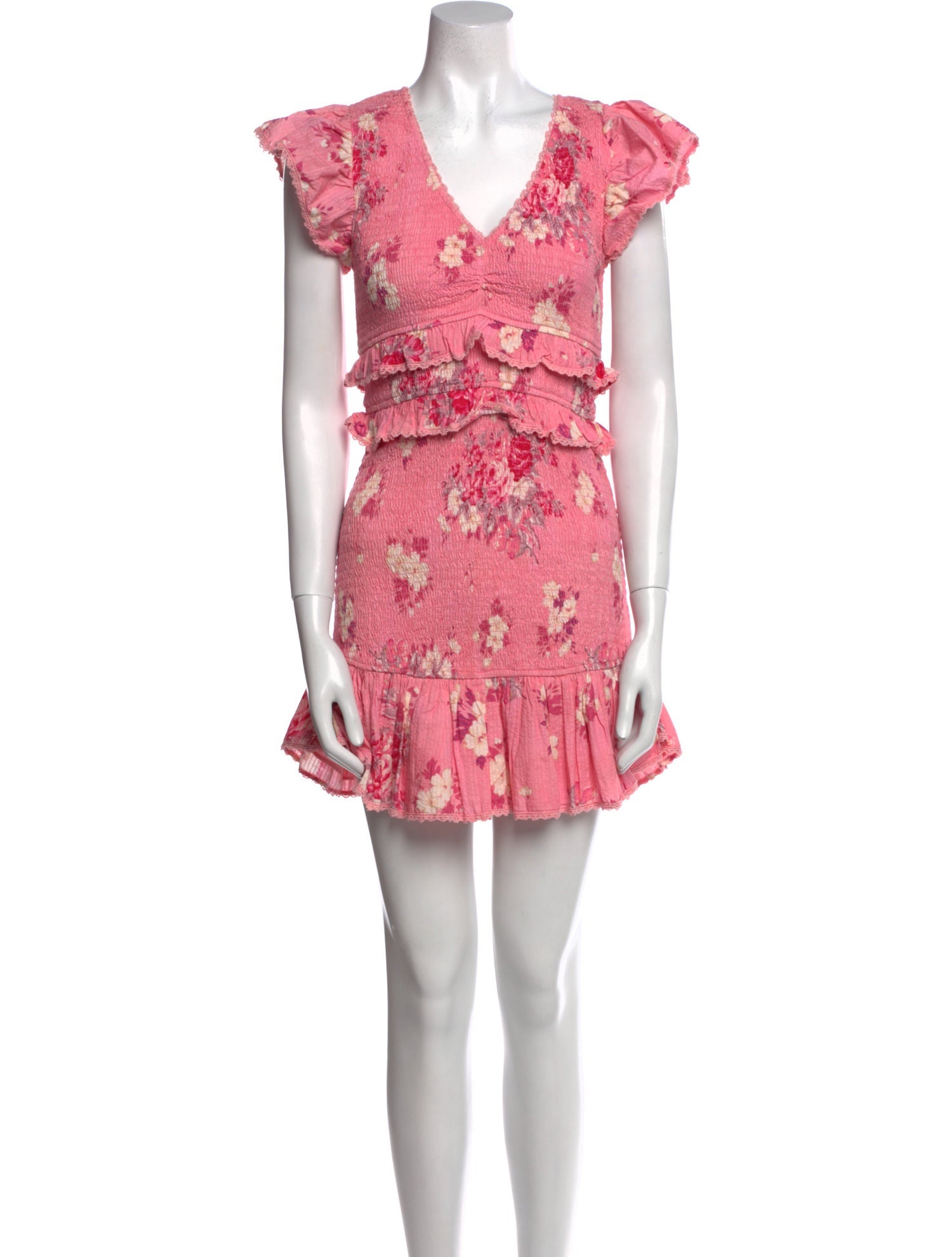 LoveShackFancy Floral Print Mini Dress