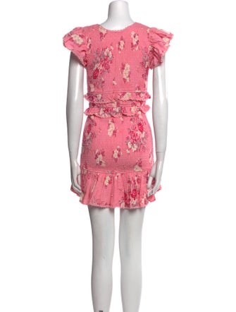 LoveShackFancy Floral Print Mini Dress