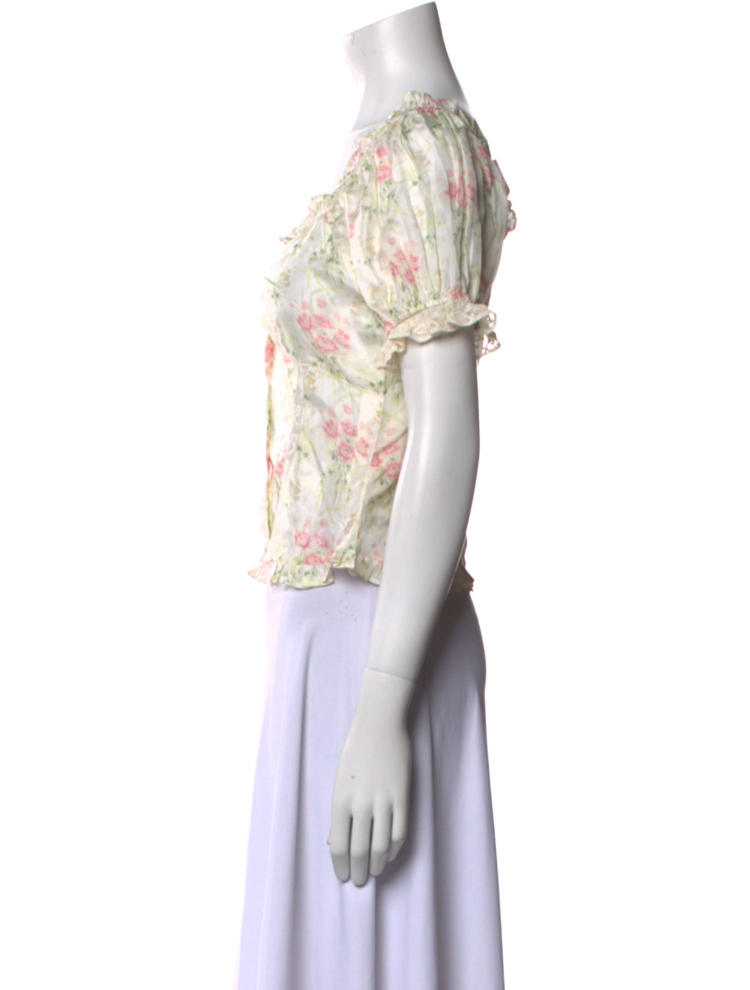 LoveShackFancy Silk Floral Print Crop Top