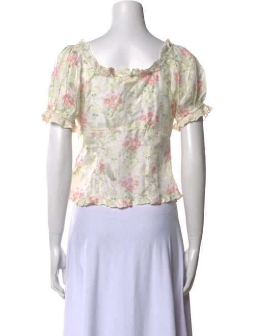LoveShackFancy Silk Floral Print Crop Top