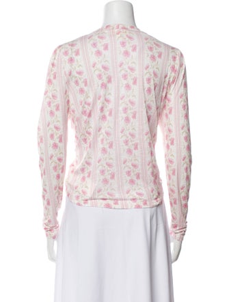 LoveShackFancy Floral Print V-Neck Blouse