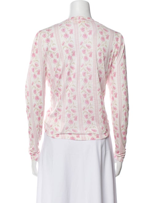 LoveShackFancy Floral Print V-Neck Blouse