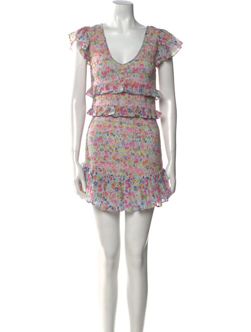 LoveShackFancy Floral Print Mini Dress