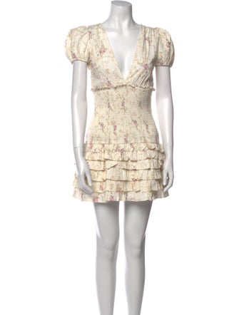 LoveShackFancy Floral Print Mini Dress