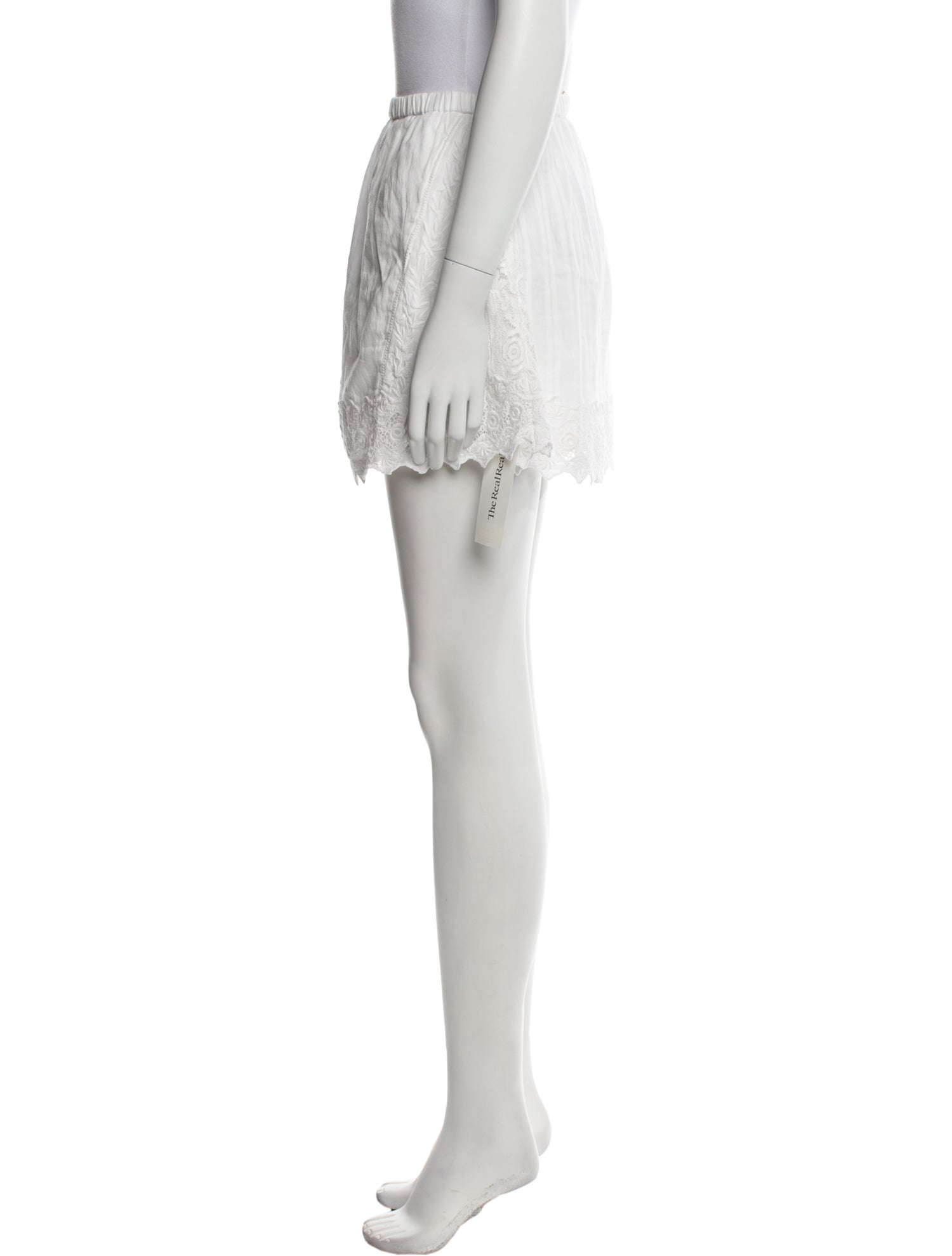 LoveShackFancy Embroidered Accent Mini Skirt