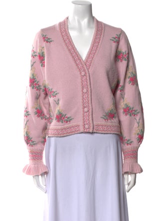 LoveShackFancy Printed V-Neck Sweater