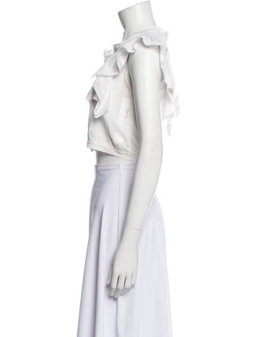 LoveShackFancy Crew Neck Short Sleeve Crop Top