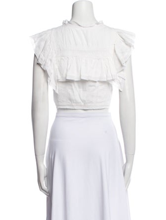 LoveShackFancy Crew Neck Short Sleeve Crop Top