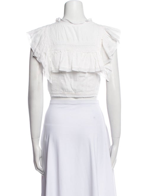 LoveShackFancy Crew Neck Short Sleeve Crop Top