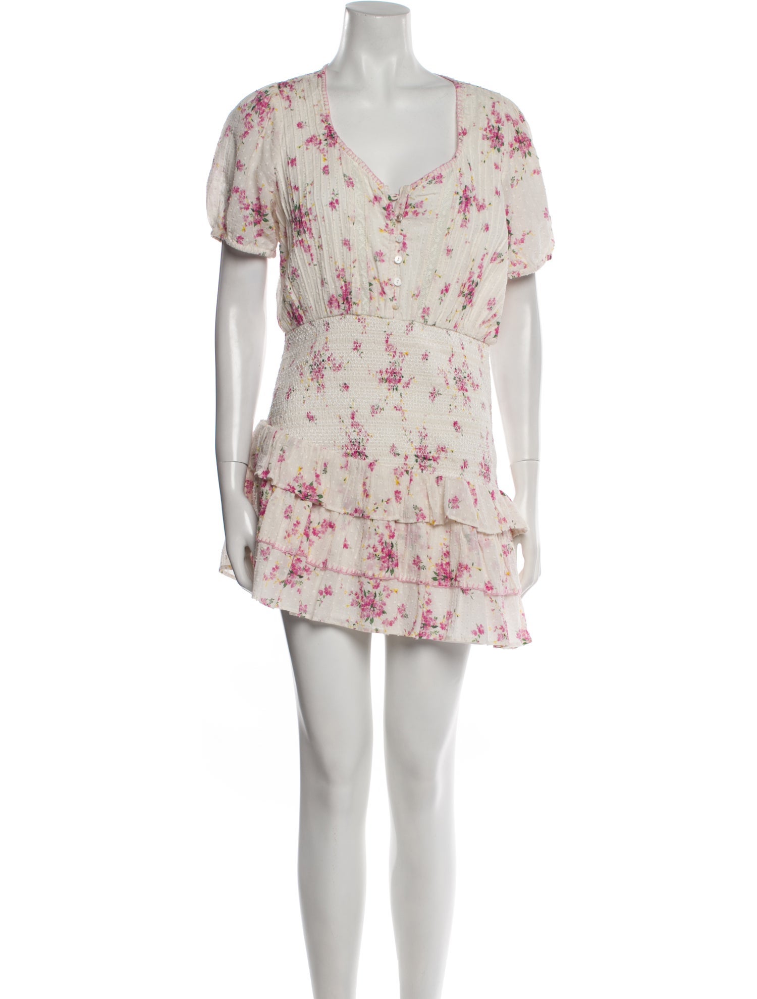 LoveShackFancy Floral Print Mini Dress