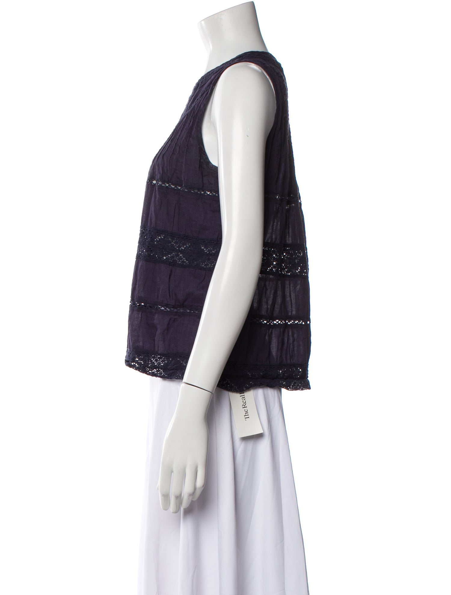 LoveShackFancy Crew Neck Sleeveless Crop Top