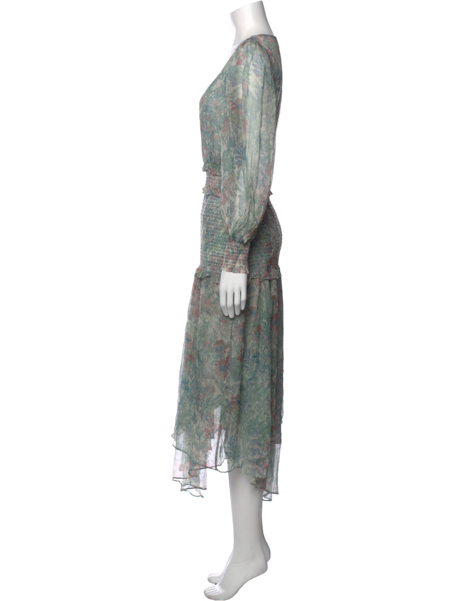 LoveShackFancy Floral Print Long Dress