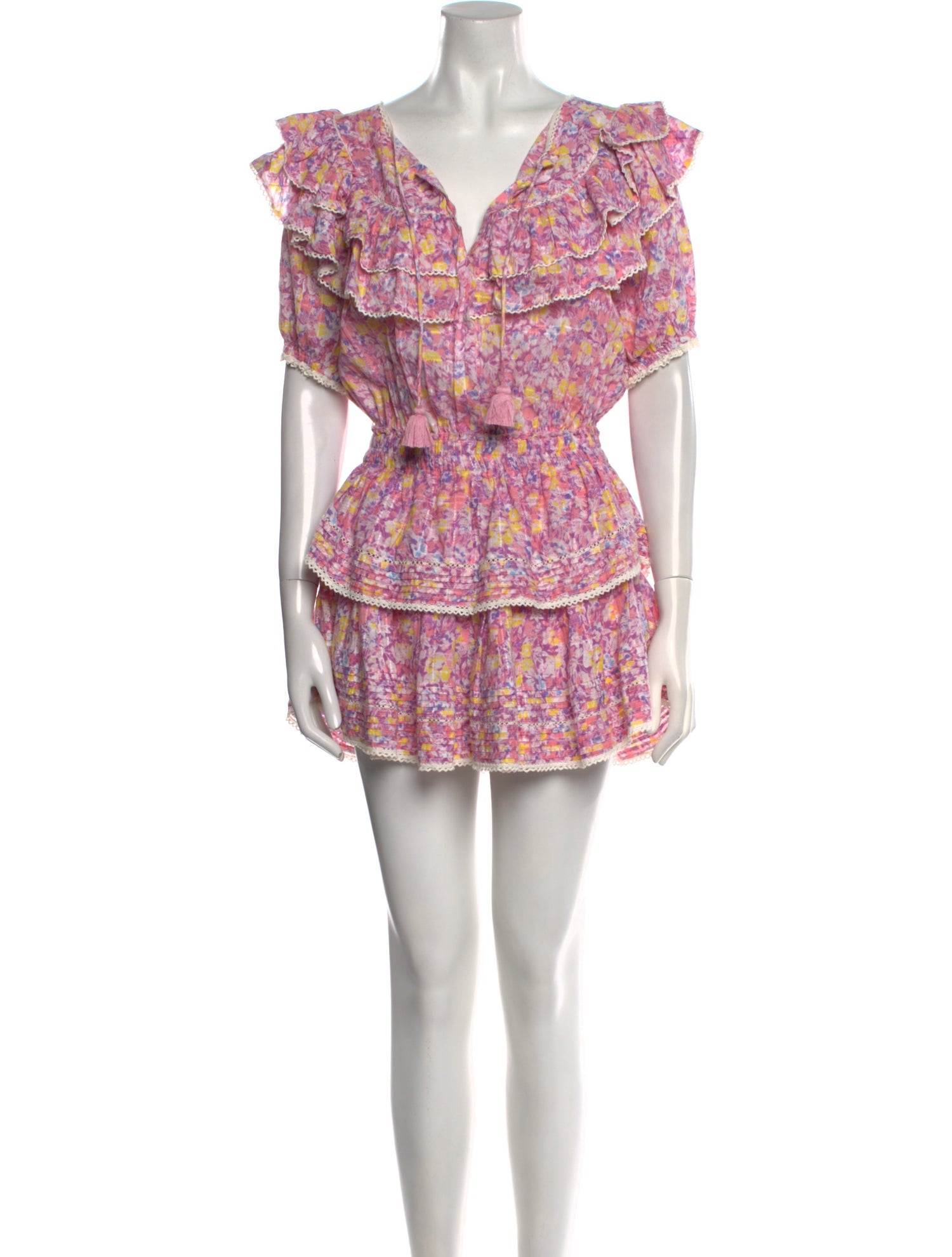 LoveShackFancy Floral Print Mini Dress