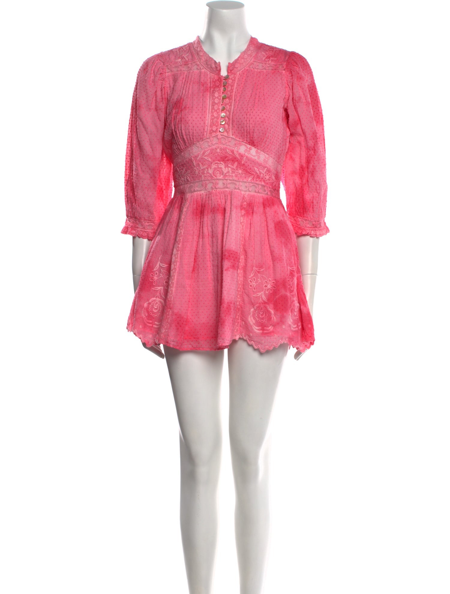 LoveShackFancy V-Neck Mini Dress