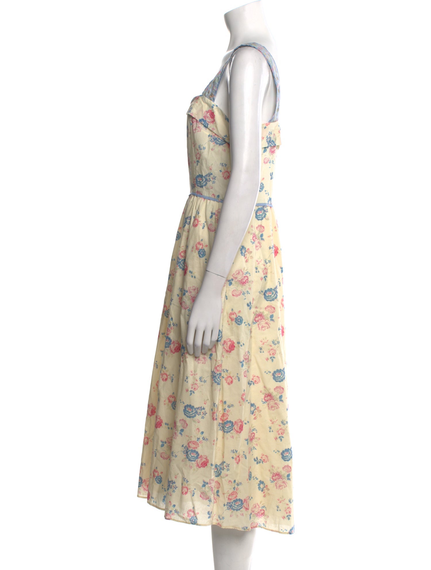 LoveShackFancy Floral Print Midi Length Dress