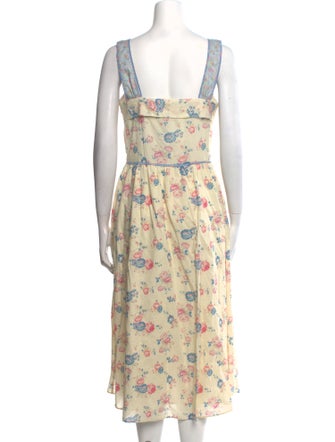 LoveShackFancy Floral Print Midi Length Dress