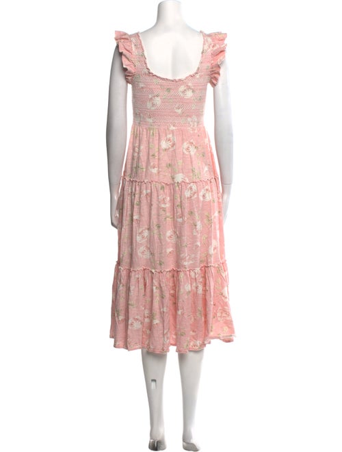 LoveShackFancy Floral Print Knee-Length Dress