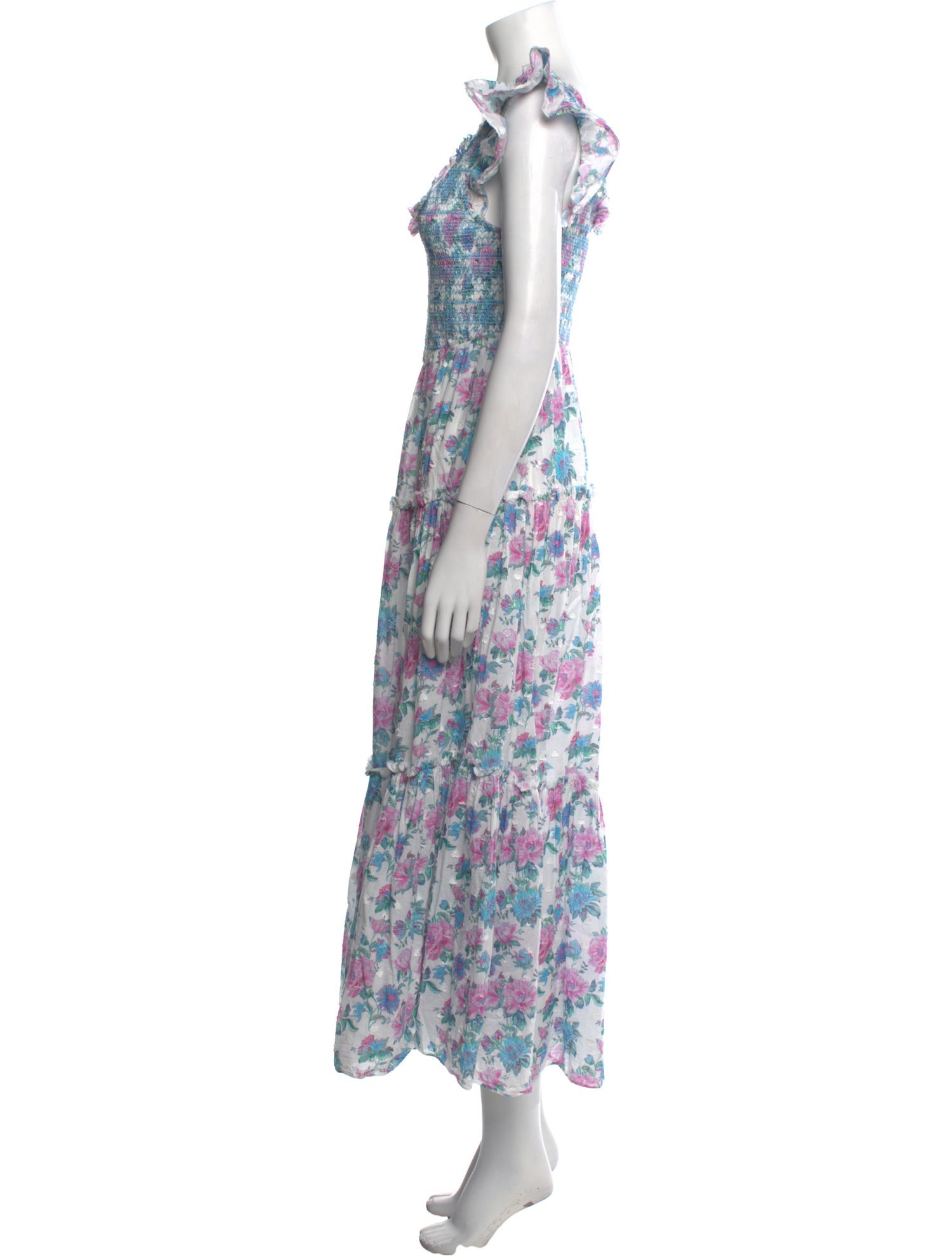 LoveShackFancy Floral Print Midi Length Dress