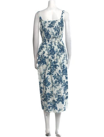 LoveShackFancy Floral Print Midi Length Dress