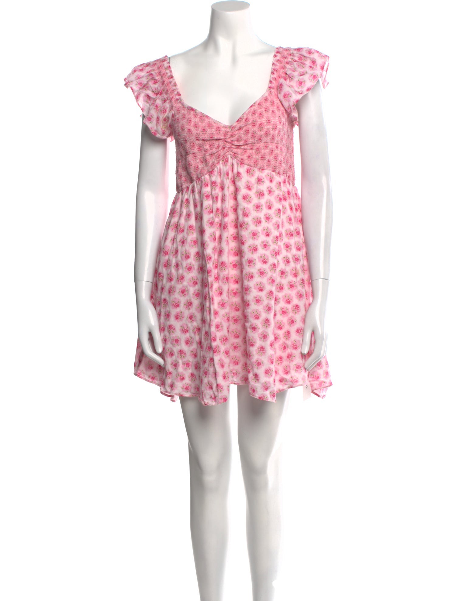 LoveShackFancy Floral Print Mini Dress