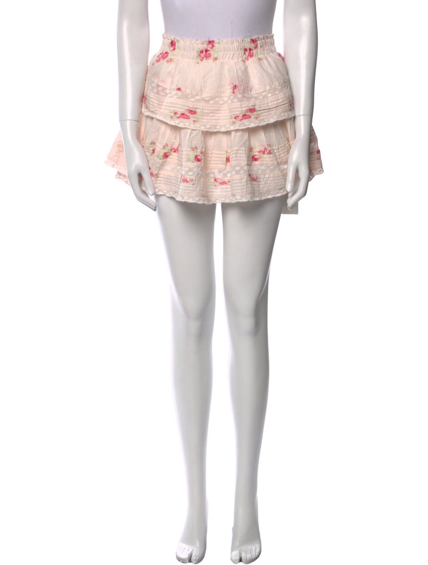 LoveShackFancy Floral Print Mini Skirt