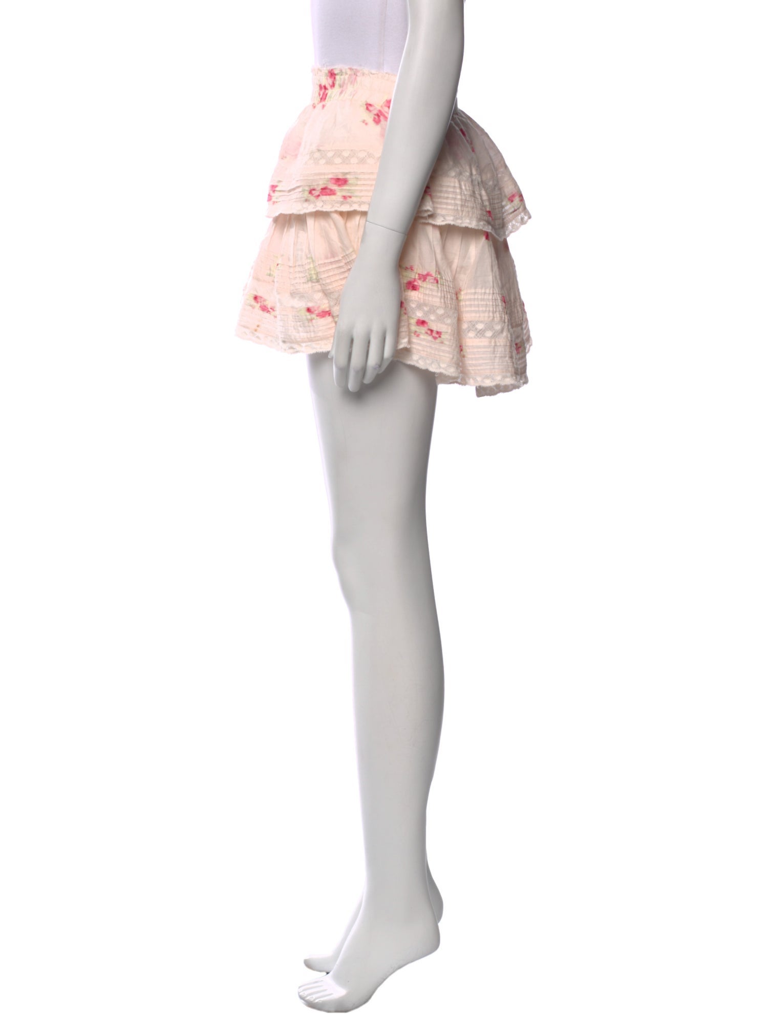 LoveShackFancy Floral Print Mini Skirt