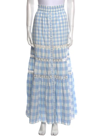 LoveShackFancy Plaid Print Long Skirt