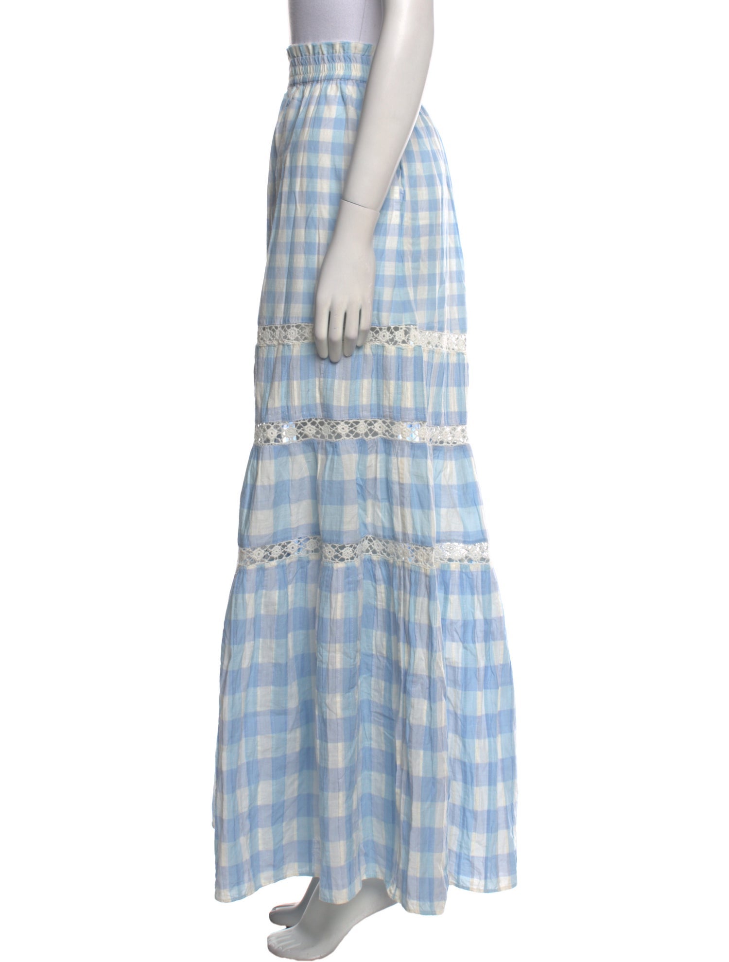 LoveShackFancy Plaid Print Long Skirt