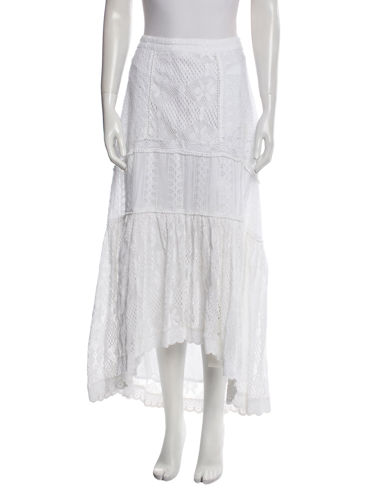 LoveShackFancy Eyelet Trim Midi Length Skirt