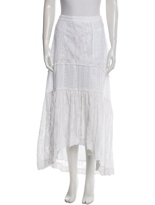 LoveShackFancy Eyelet Trim Midi Length Skirt