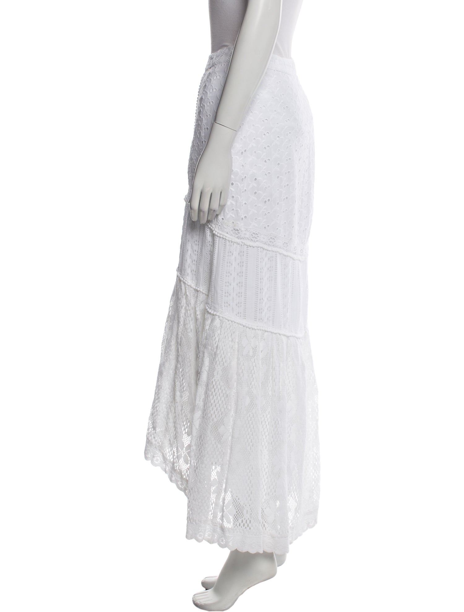 LoveShackFancy Eyelet Trim Midi Length Skirt