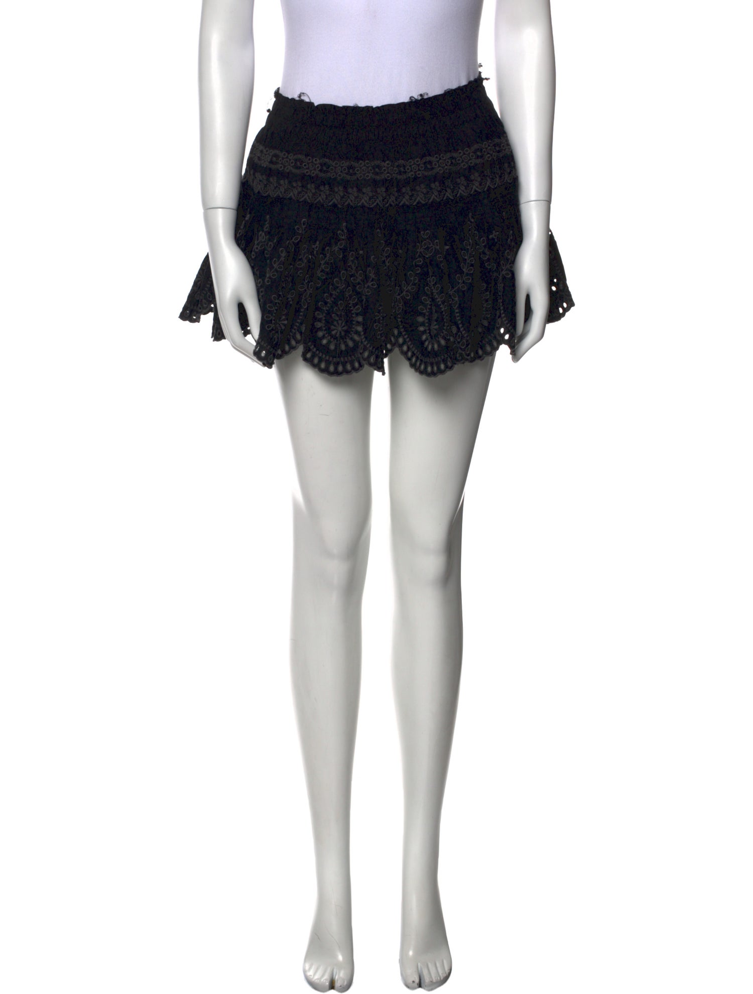 LoveShackFancy Eyelet Trim Mini Skirt