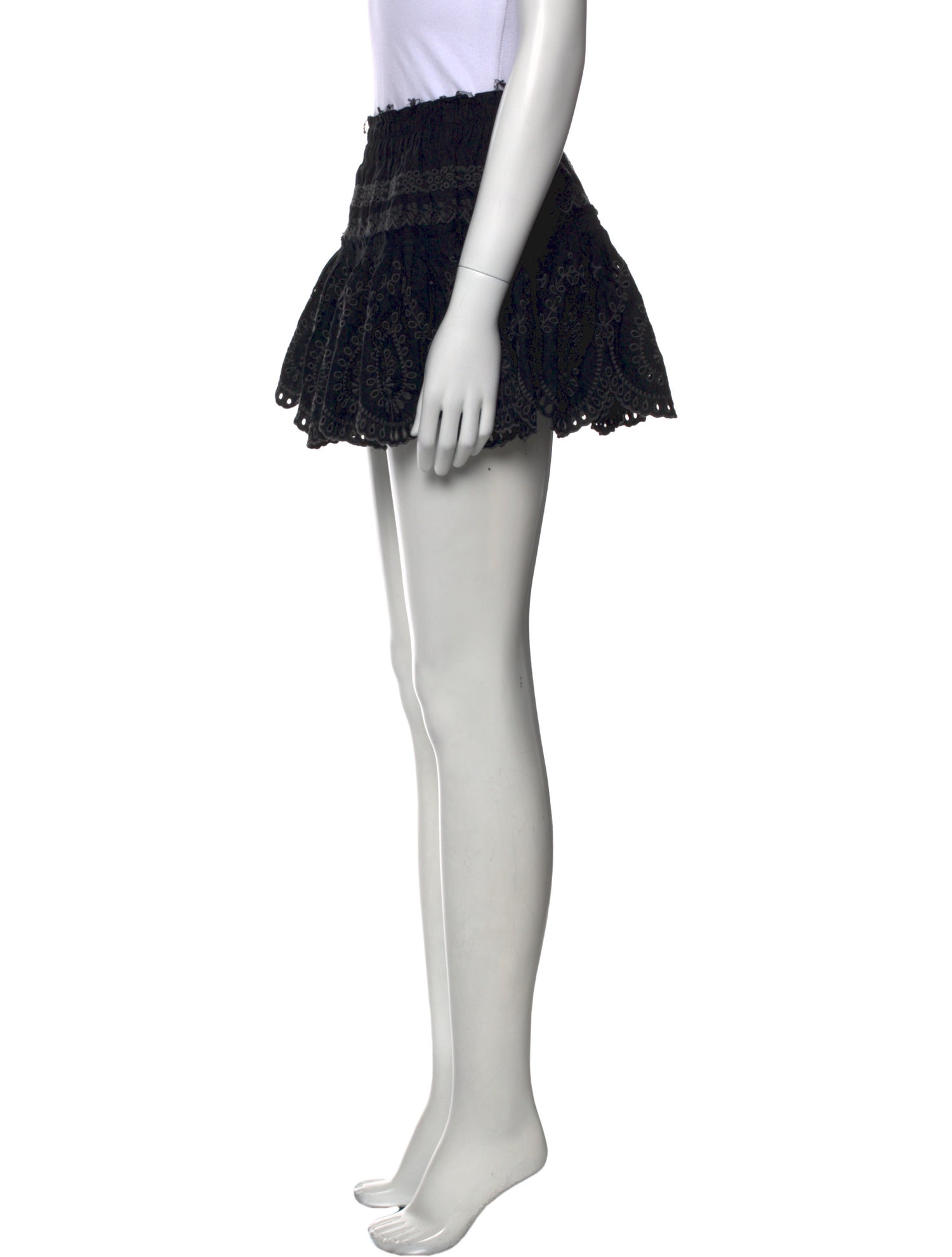 LoveShackFancy Eyelet Trim Mini Skirt