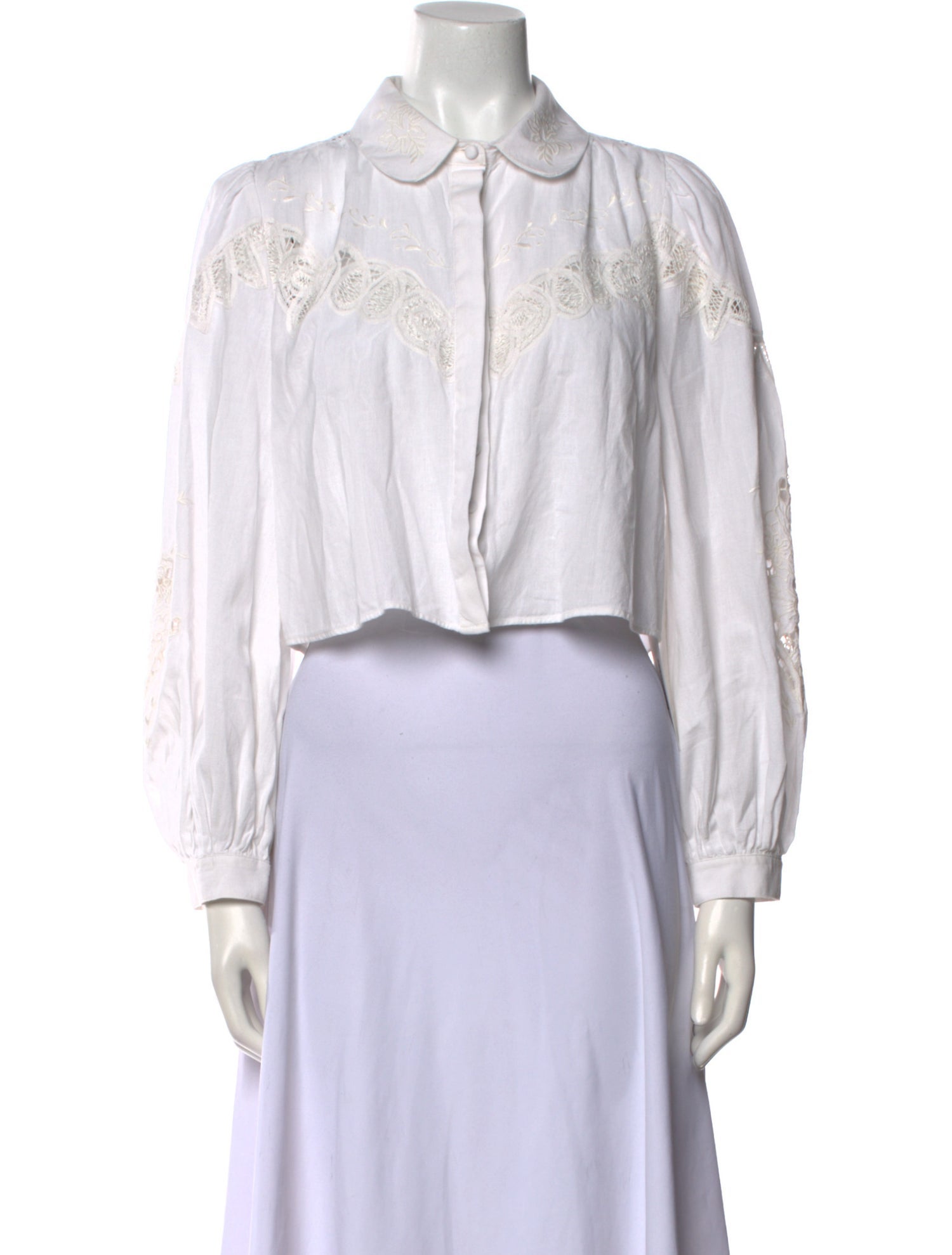 LoveShackFancy Long Sleeve Crop Top