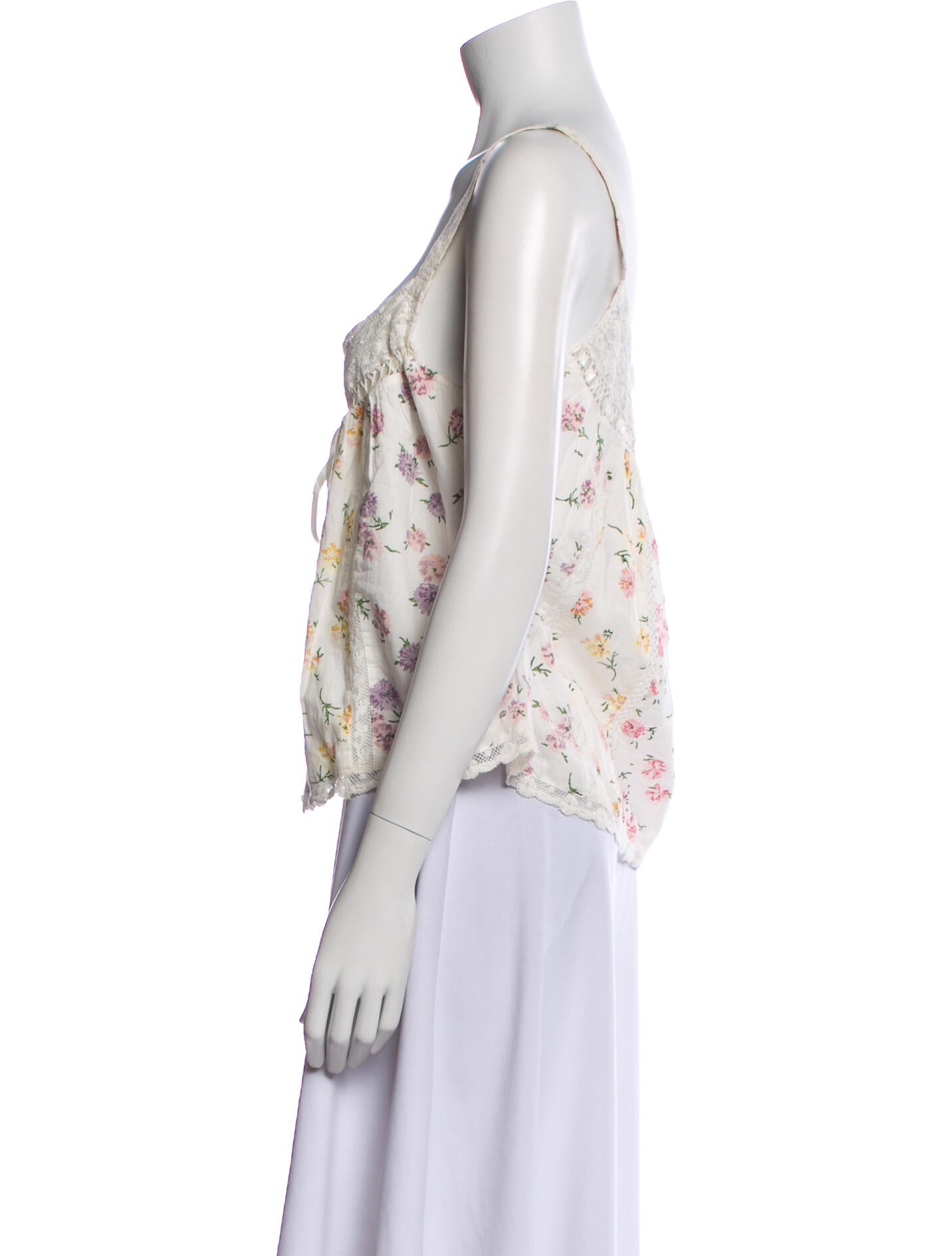 LoveShackFancy Floral Print Square Neckline Top