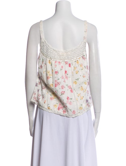 LoveShackFancy Floral Print Square Neckline Top
