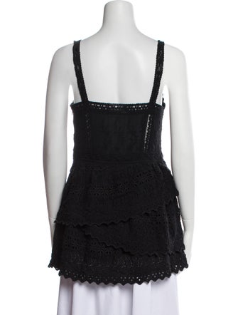 LoveShackFancy Square Neckline Sleeveless Top