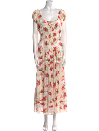 LoveShackFancy Floral Print Long Dress