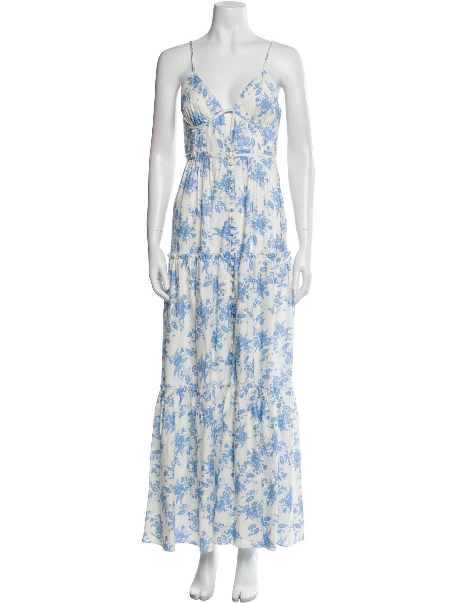 LoveShackFancy Floral Print Midi Length Dress