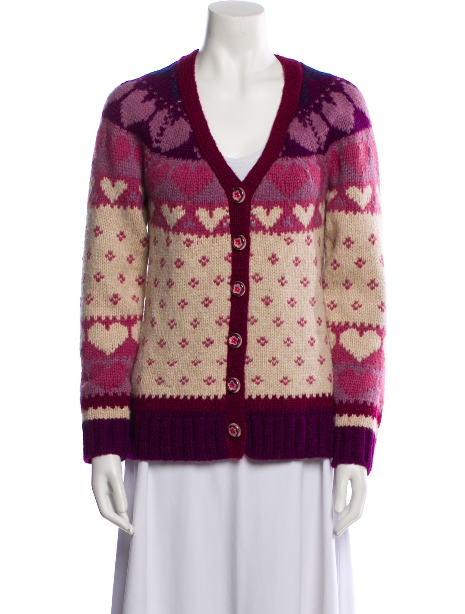 LoveShackFancy Printed V-Neck Sweater