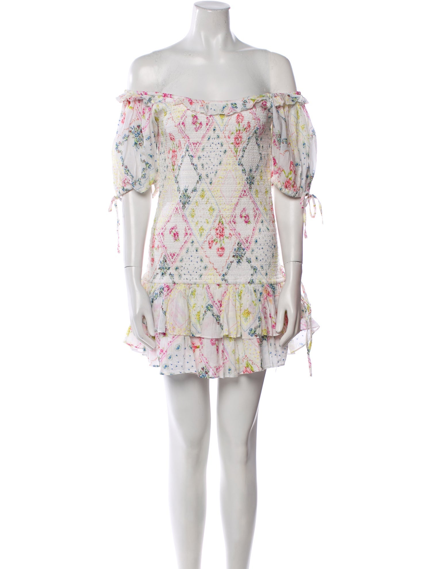 LoveShackFancy Floral Print Mini Dress