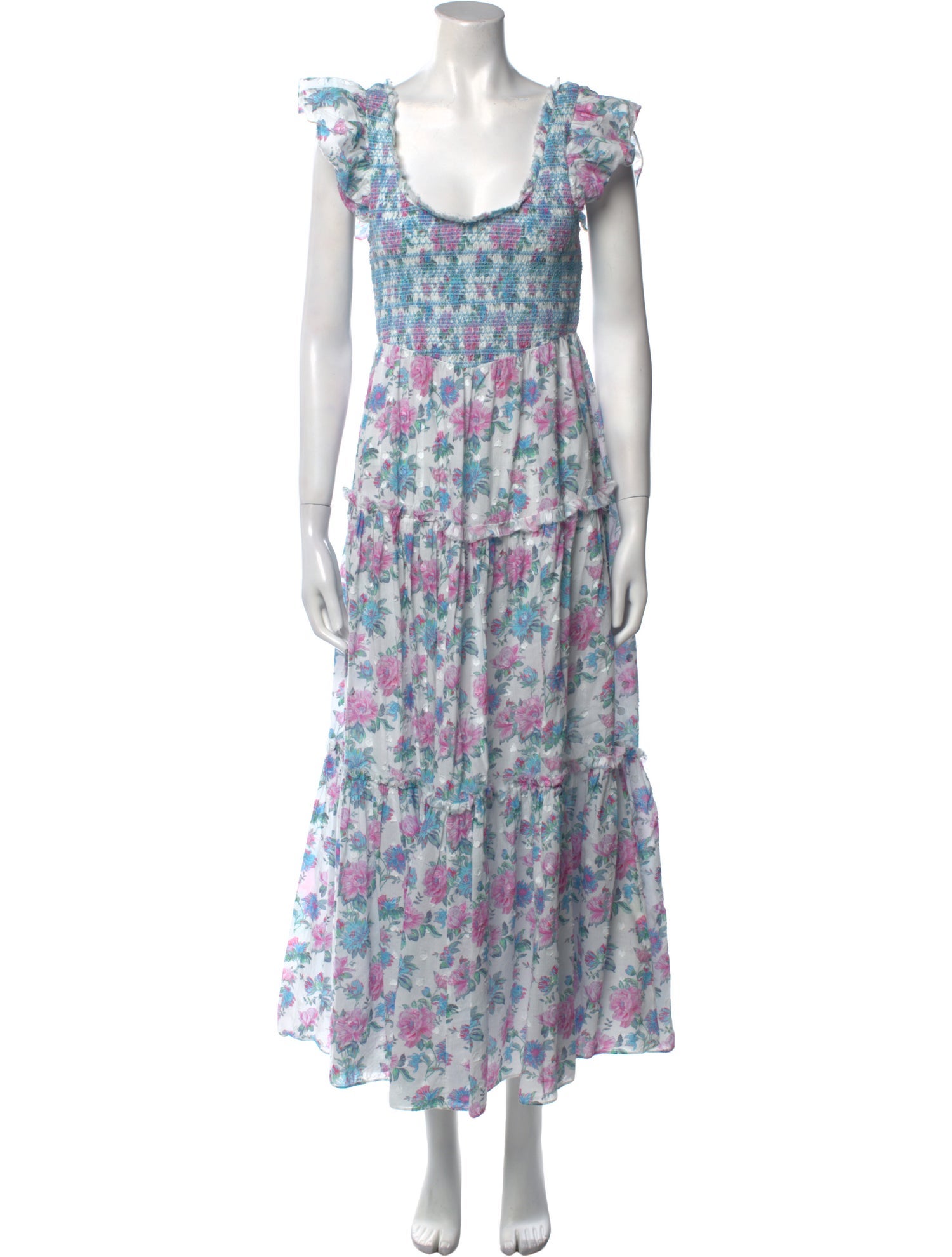 LoveShackFancy Floral Print Long Dress