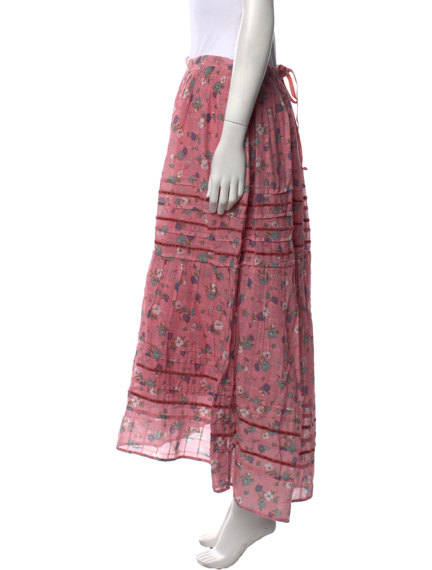 LoveShackFancy Floral Print Midi Length Skirt