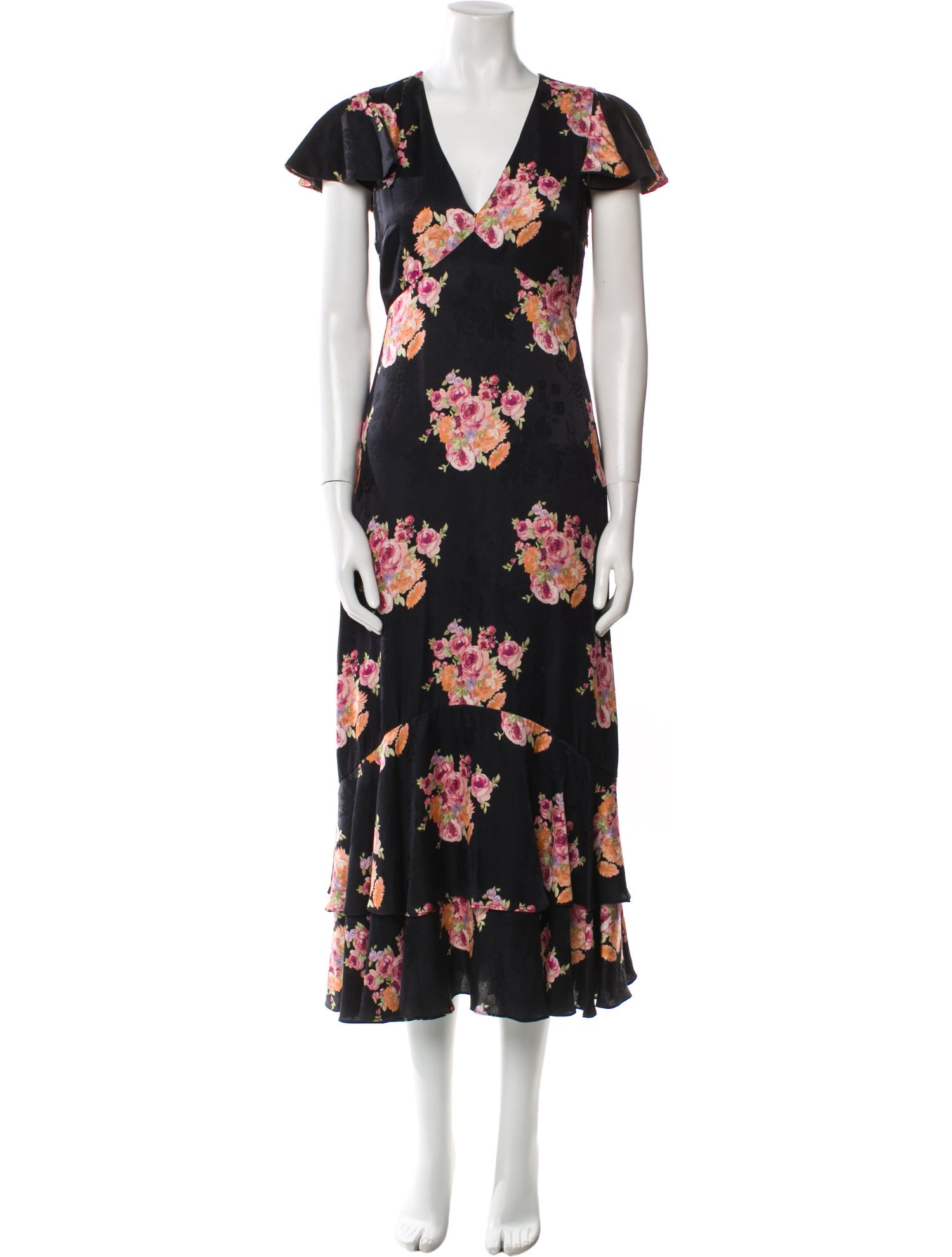 LoveShackFancy Floral Print Midi Length Dress