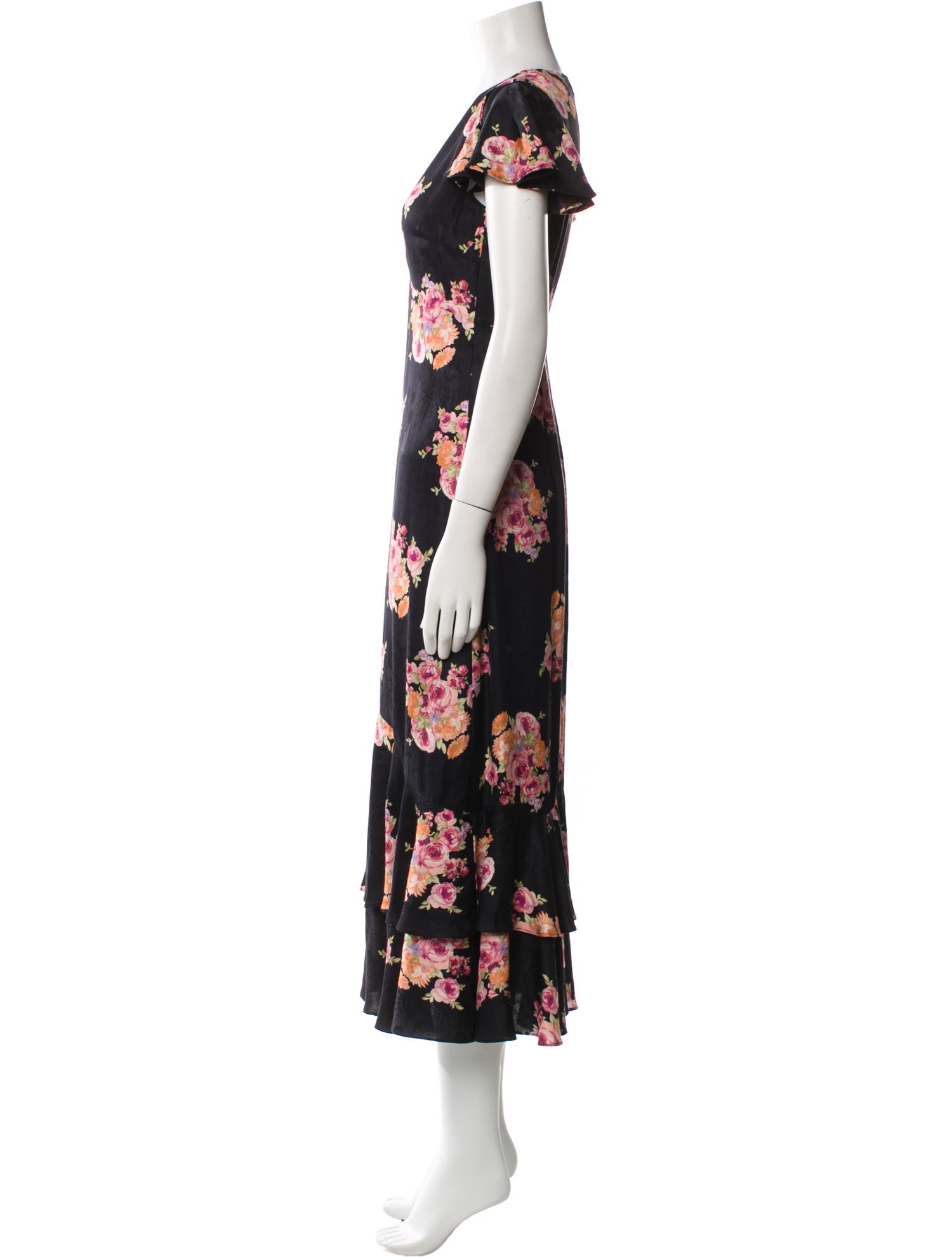 LoveShackFancy Floral Print Midi Length Dress