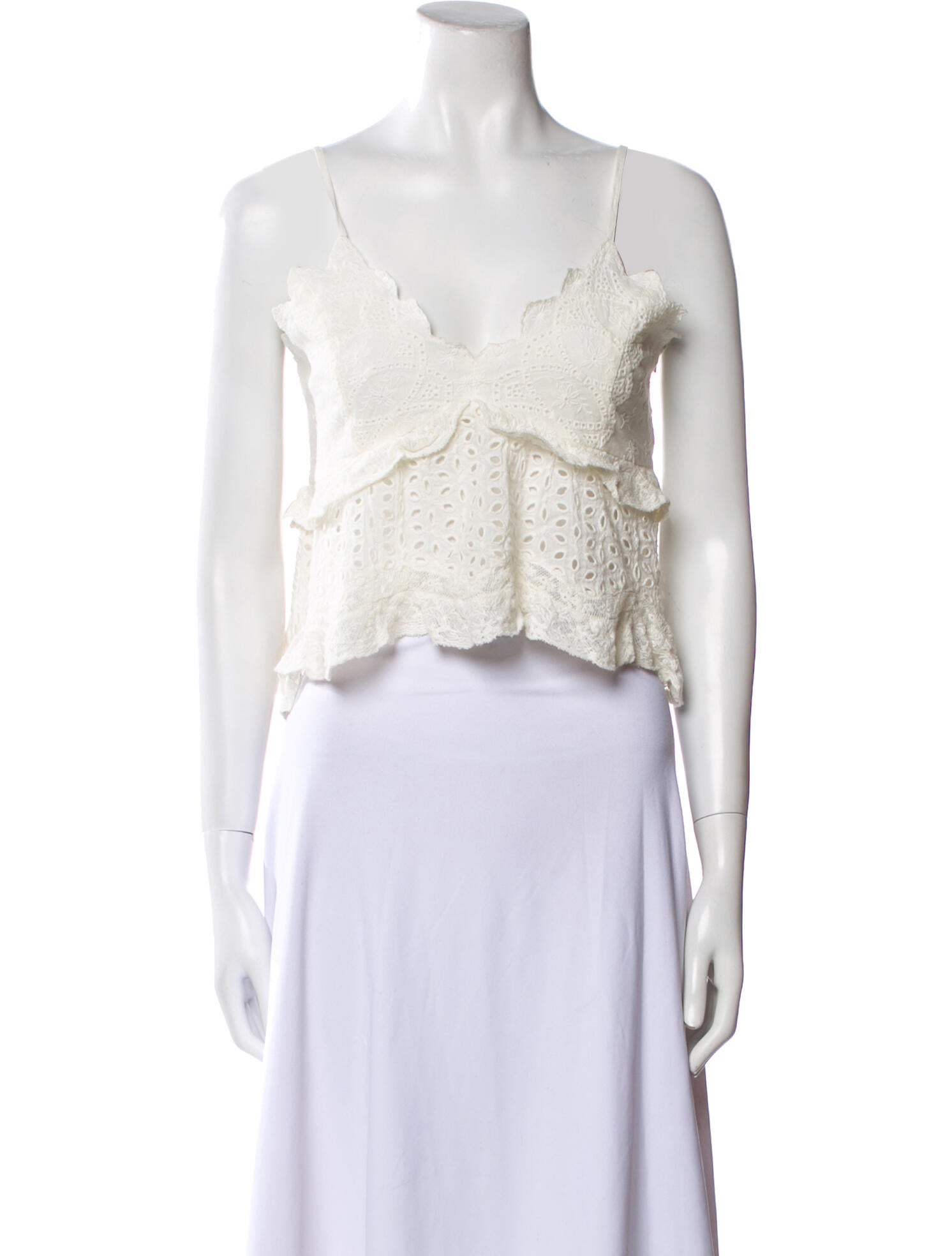 LoveShackFancy V-Neck Sleeveless Crop Top