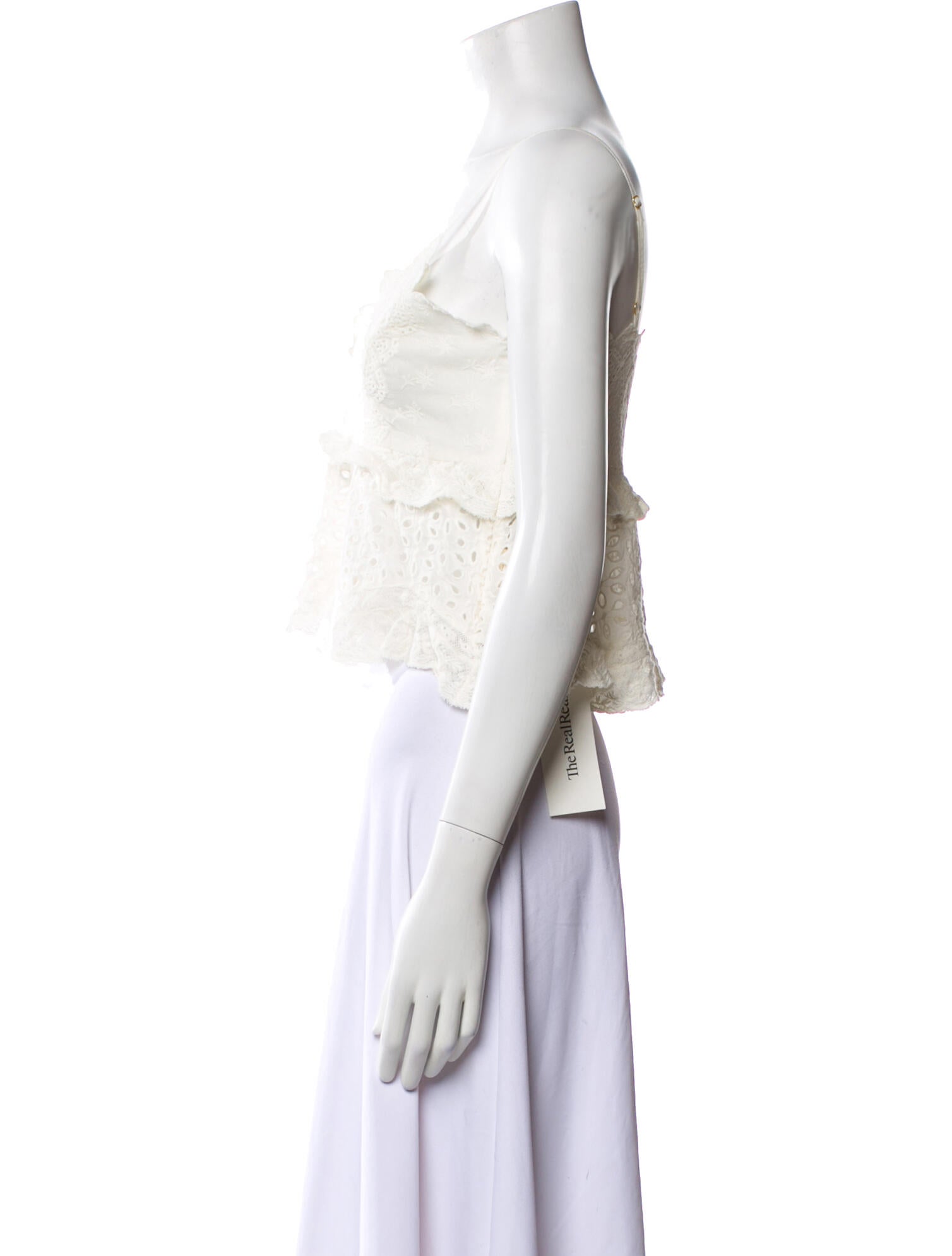 LoveShackFancy V-Neck Sleeveless Crop Top