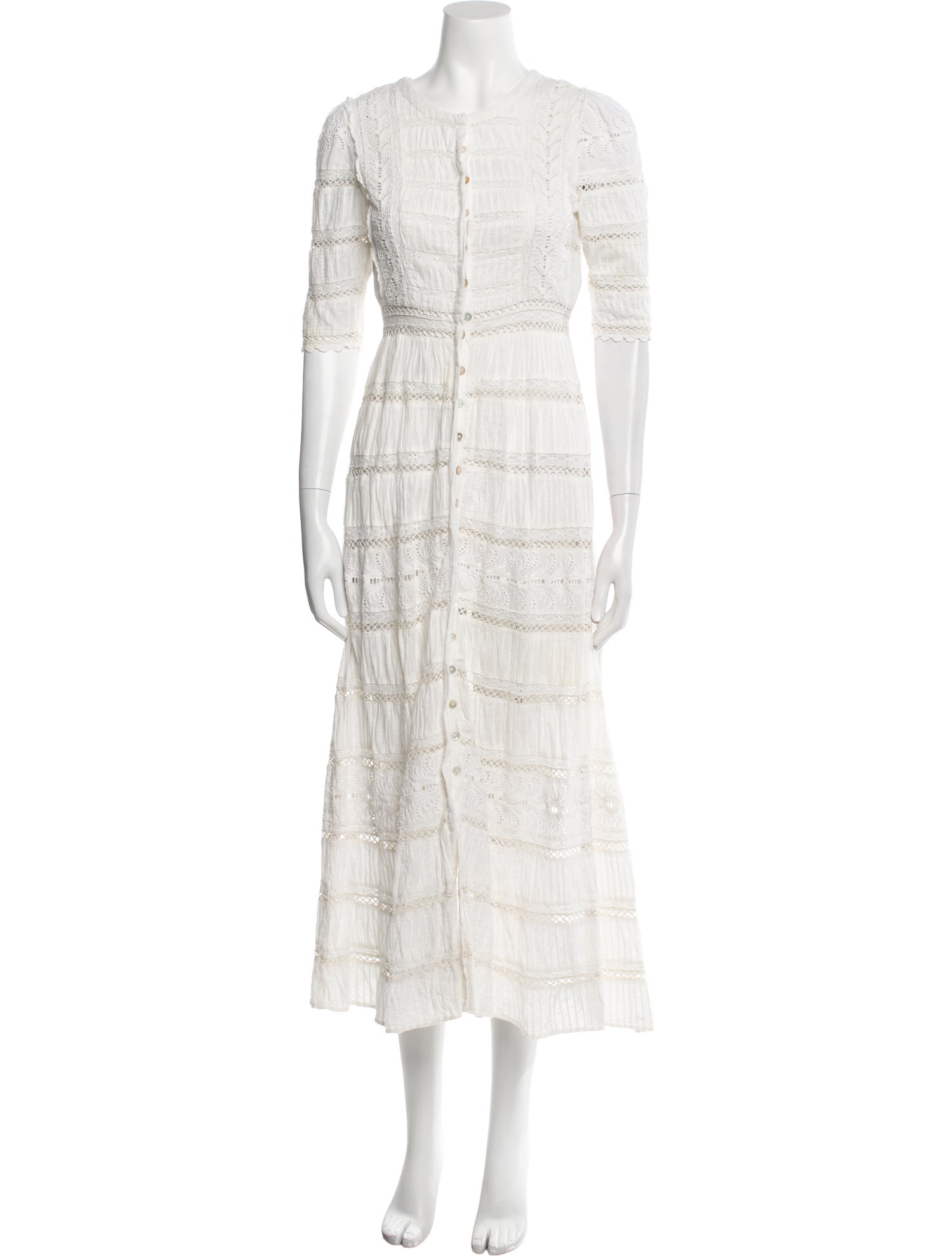 LoveShackFancy Crew Neck Long Dress